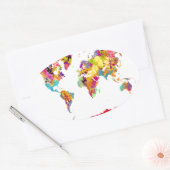 ワールドマップカラー 楕円形シール (封筒)