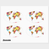 ワールドマップカラー 楕円形シール (シート)