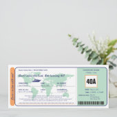 ワールドマップクルーズ誕生日ボーディングパスチケット 招待状 (スタンド正面)