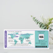 ワールドマップクルーズ誕生日ボーディングパスチケット 招待状 (スタンド正面)