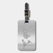 ワールドマップグレーのアドレス名エレガント ラゲッジタグ (正面縦)