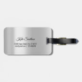 ワールドマップグレーのアドレス名エレガント ラゲッジタグ (裏面横)