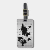 ワールドマップグレーフェイクプロフェッショナルブラックメタル ラゲッジタグ (正面縦)