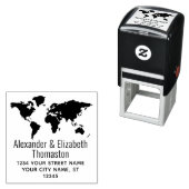 ワールドマップシルエットカップル名差出人住所 セルフインキングスタンプ (インサイチュ)