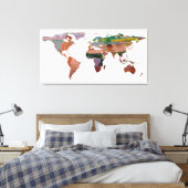 ワールドマップシルエット – ビーチ キャンバスプリント (インサイチュ (寝室))