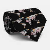 ワールドマップシルエット – 抽象芸術ピートモンドリアン ネクタイ (ロール)