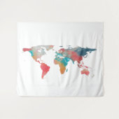 ワールドマップシルエット – 絞り染めカラー タペストリー (正面(横))