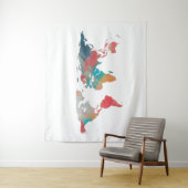 ワールドマップシルエット – 絞り染めカラー タペストリー (インサイチュ)