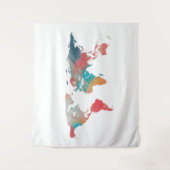 ワールドマップシルエット – 絞り染めカラー タペストリー (正面)