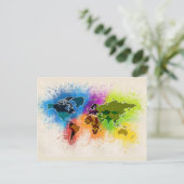 ワールドマップジオグラフィウォータカラートラベルバケーションアート ポストカード (スタンド正面)