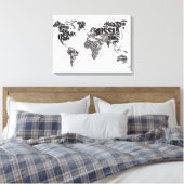 ワールドマップタイポグラフィ キャンバスプリント (インサイチュ (寝室))