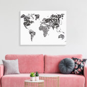 ワールドマップタイポグラフィ キャンバスプリント (インサイチュ (リビング))