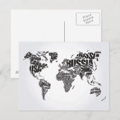 ワールドマップタイポグラフィ ポストカード (正面/裏面)