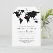 ワールドマップデスティネーションウェディング招待状B&Wラベル (スタンド正面)