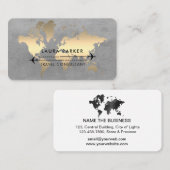 ワールドマップトラベルエージェント水の色の金ゴールド観光 名刺 (正面/裏面)