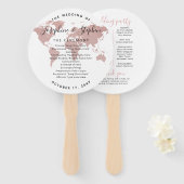 ワールドマップトラベルテーマグローブ結婚式 プログラム ハンドファン (正面&裏面)