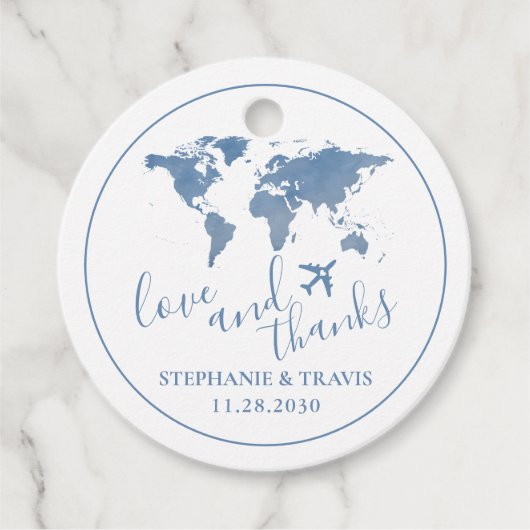 ワールドマップトラベルデスティネーションラヴ感謝していィー フェイバータグ (正面)