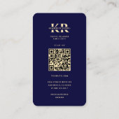 ワールドマップトラベルプランナーダークブルー金ゴールド 名刺 (裏面)