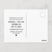 ワールドマップトラベル目的地ウェディング日付を保存 ポストカード (裏面)