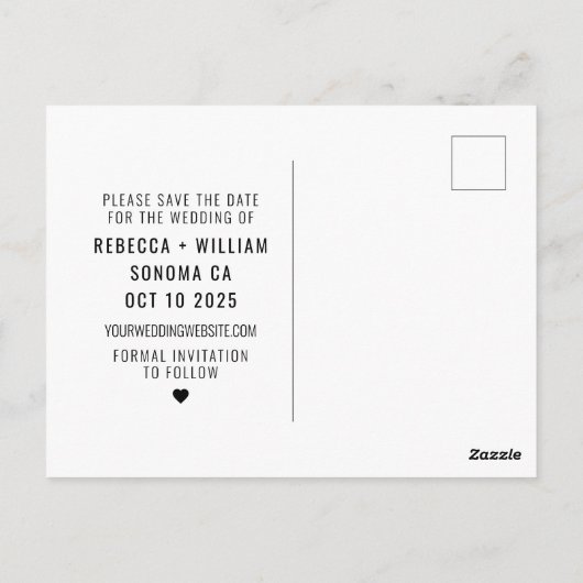 ワールドマップトラベル目的地ウェディング日付を保存 ポストカード (裏面)