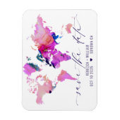 ワールドマップトラベル目的地ウェディング日付を保存 マグネット (縦)