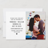 ワールドマップトラベル目的地ウェディング日付を保存 招待状 (裏面)