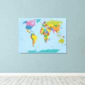 ワールドマップブライト キャンバスプリント (インサイチュ (ウッドフロア))