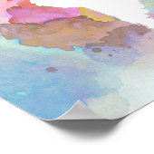 ワールドマップブルーピンクデザイン48 ポスター (角)