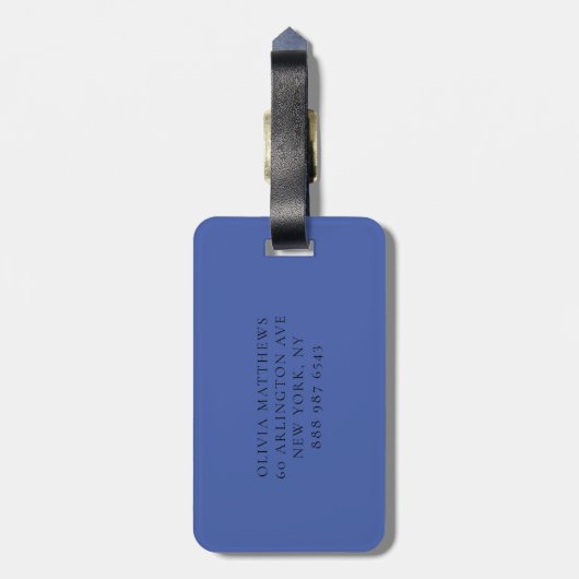 ワールドマップブルー旅行カスタムモノグラム名 ラゲッジタグ (裏面縦)