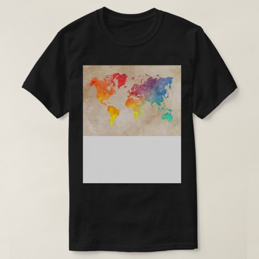 ワールドマップマップの色 Tシャツ (デザイン正面)