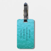 ワールドマップモノグラムティール(緑がかった色)ブルーピンクゴールドフォイルクール ラゲッジタグ (裏面縦)