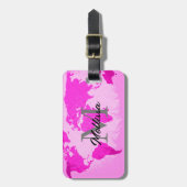 ワールドマップモノグラムトラベラー赤面ピンクパープル ラゲッジタグ (正面縦)