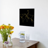 ワールドマップラインアートウォールトラベルアドベンチャーフォイルプリン 箔ポスター (レイダウン (キッチン))