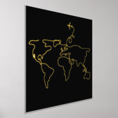 ワールドマップラインアートウォールトラベルアドベンチャーフォイルプリン 箔ポスター (レイダウン)