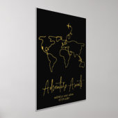 ワールドマップラインアートトラベルアドベンチャーがカップルを待つ 箔ポスター (レイダウン)