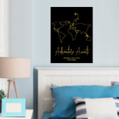 ワールドマップラインアートトラベルアドベンチャーがカップルを待つ 箔ポスター (インサイチュ (寝室))