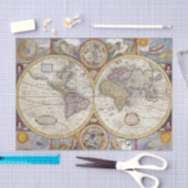 ワールドマップヴィンテージ10x15デコページティッシュペーパー 薄葉紙 (クラフト)