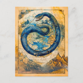 ワールドマップ上のヨルムンガンドとミッドガールのヘビ シーズンポストカード