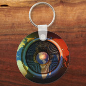 ワールドマップ上の音楽スピーカー キーホルダー (正面)