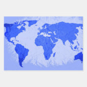 ワールドマップ抽象芸術トラベラーピンクグリーンブルー ラッピングペーパーシート (正面3)