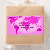 ワールドマップ抽象芸術ピンクパープルアートトラベラーカスタム ラベル (インサイチュ)