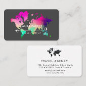ワールドマップ旅行エージェントバケーションサービスパープル 名刺 (正面/裏面)