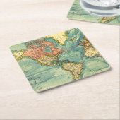 ワールドマップ統一された州マップ地理 スクエアペーパーコースター (アングル)