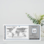 ワールドマップ誕生日ボーディングパスチケット 招待状 (スタンド正面)