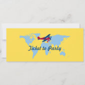 ワールドマップ誕生日ボーディングパスチケット 招待状 (裏面)