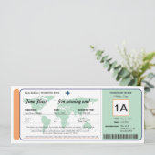 ワールドマップ誕生日ボーディングパスチケット 招待状 (スタンド正面)