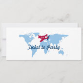 ワールドマップ誕生日ボーディングパスチケット 招待状 (裏面)