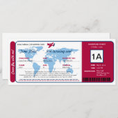 ワールドマップ誕生日ボーディングパスチケット 招待状 (正面/裏面)