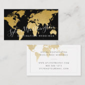 ワールドマップ金ゴールドとブラックトラベル 名刺 (正面/裏面)