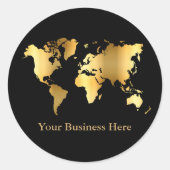 ワールドマップ金ゴールド/黒 ラウンドシール (正面)